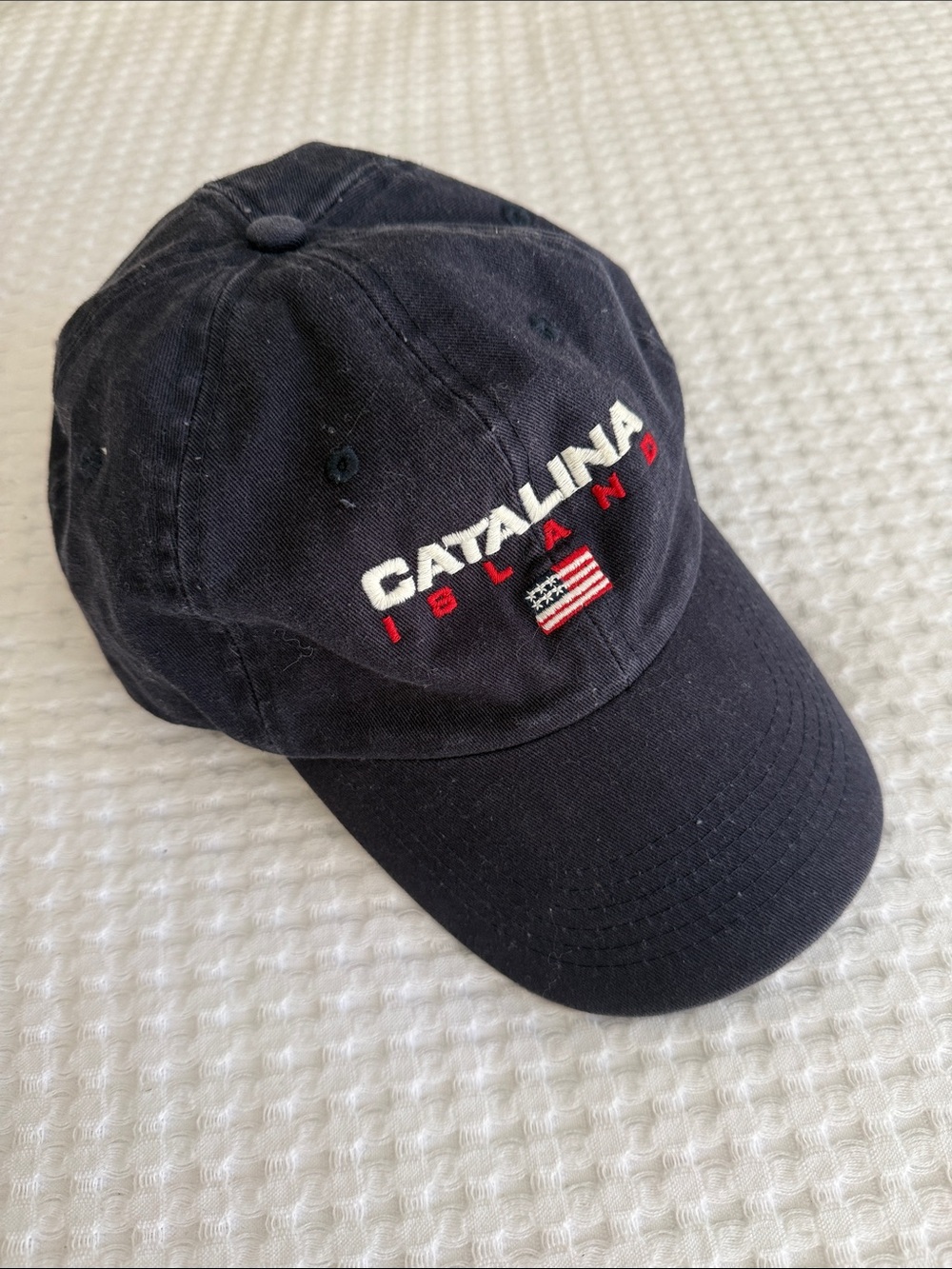 Brandy Melville Navy Baseball Cap with Red & White Embroidery